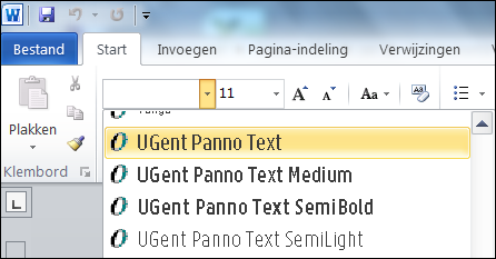 UGent Panno Text in Word